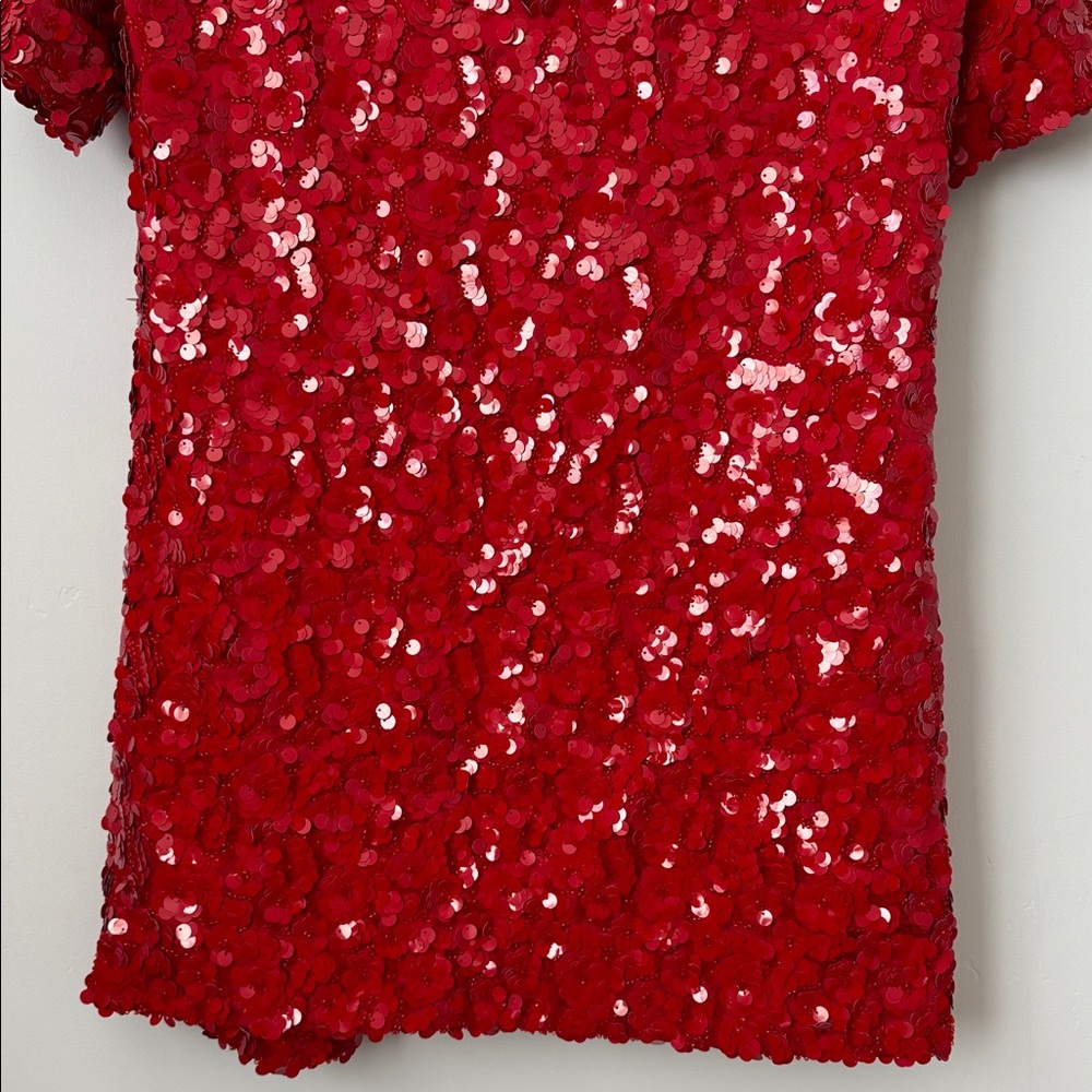 Zara Red Fully Sequined Mini Dress Size: L - Picture 9 of 9